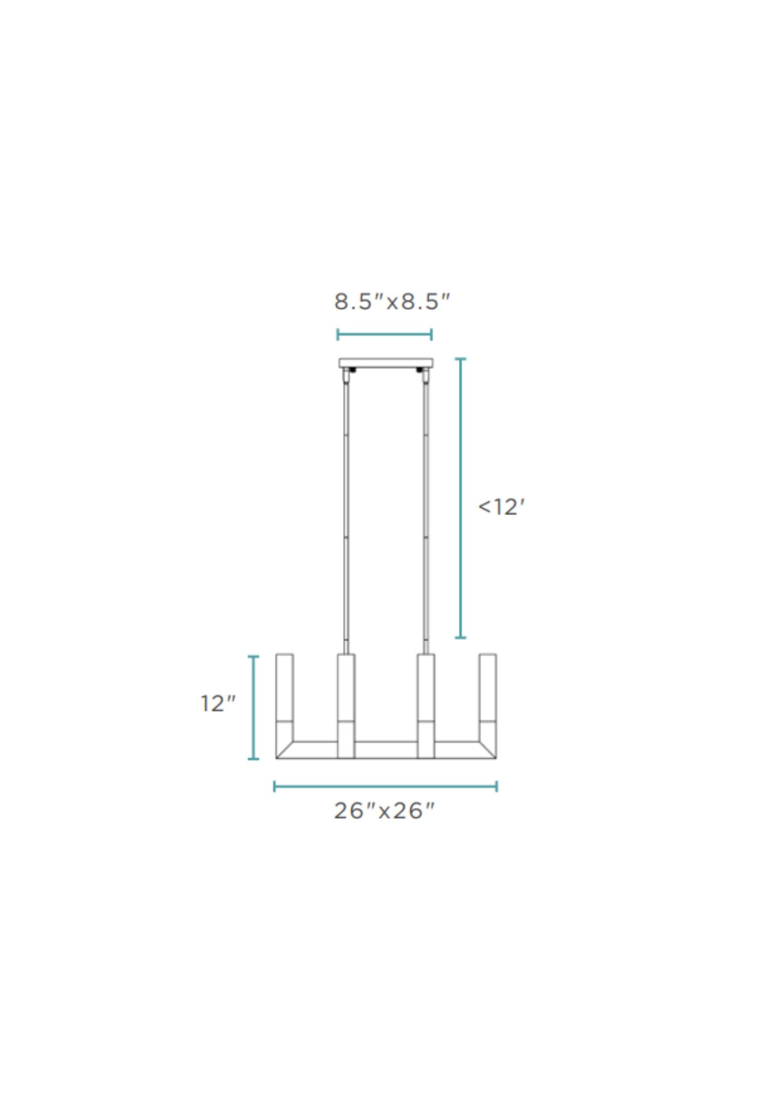 8 Light Square Crystal Dianyi LED Chandelier | Silver
