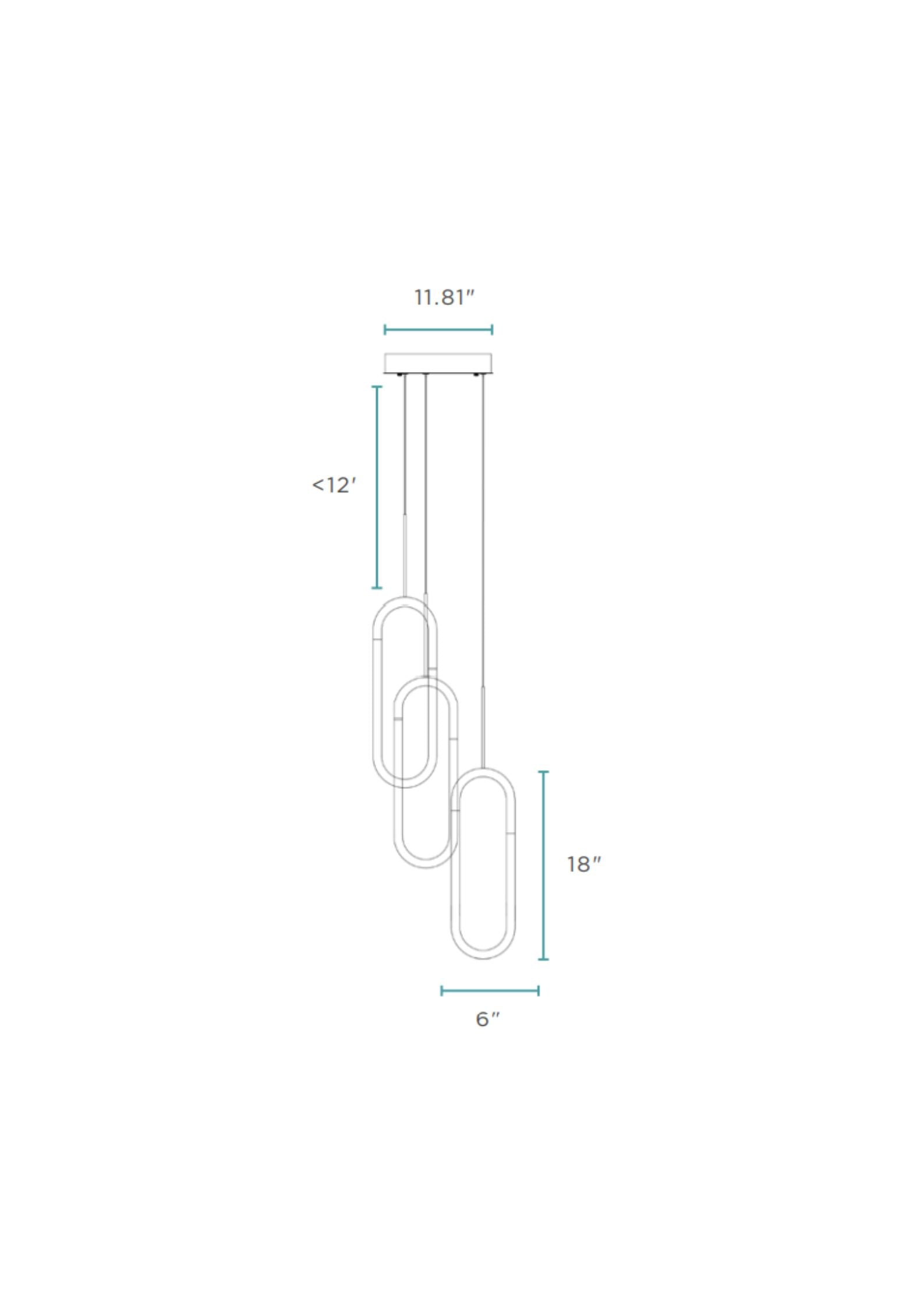 LED Three Clips Chandelier | Matte Black