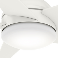 Casablanca 44 inch Isotope Fresh White Low Profile Ceiling Fan with LED Light Kit and Wall Control