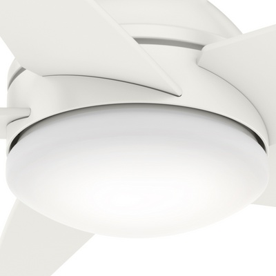 Casablanca 44 inch Isotope Fresh White Low Profile Ceiling Fan with LED Light Kit and Wall Control