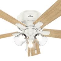 52 inch Crestfield Fresh White Low Profile Ceiling Fan with LED Light Kit and Pull Chain