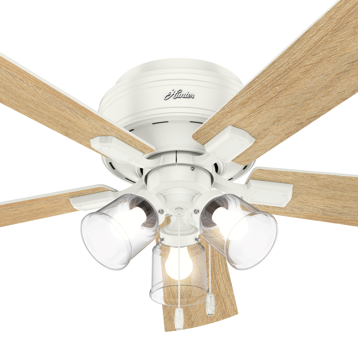 52 inch Crestfield Fresh White Low Profile Ceiling Fan with LED Light Kit and Pull Chain