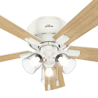 52 inch Crestfield Fresh White Low Profile Ceiling Fan with LED Light Kit and Pull Chain