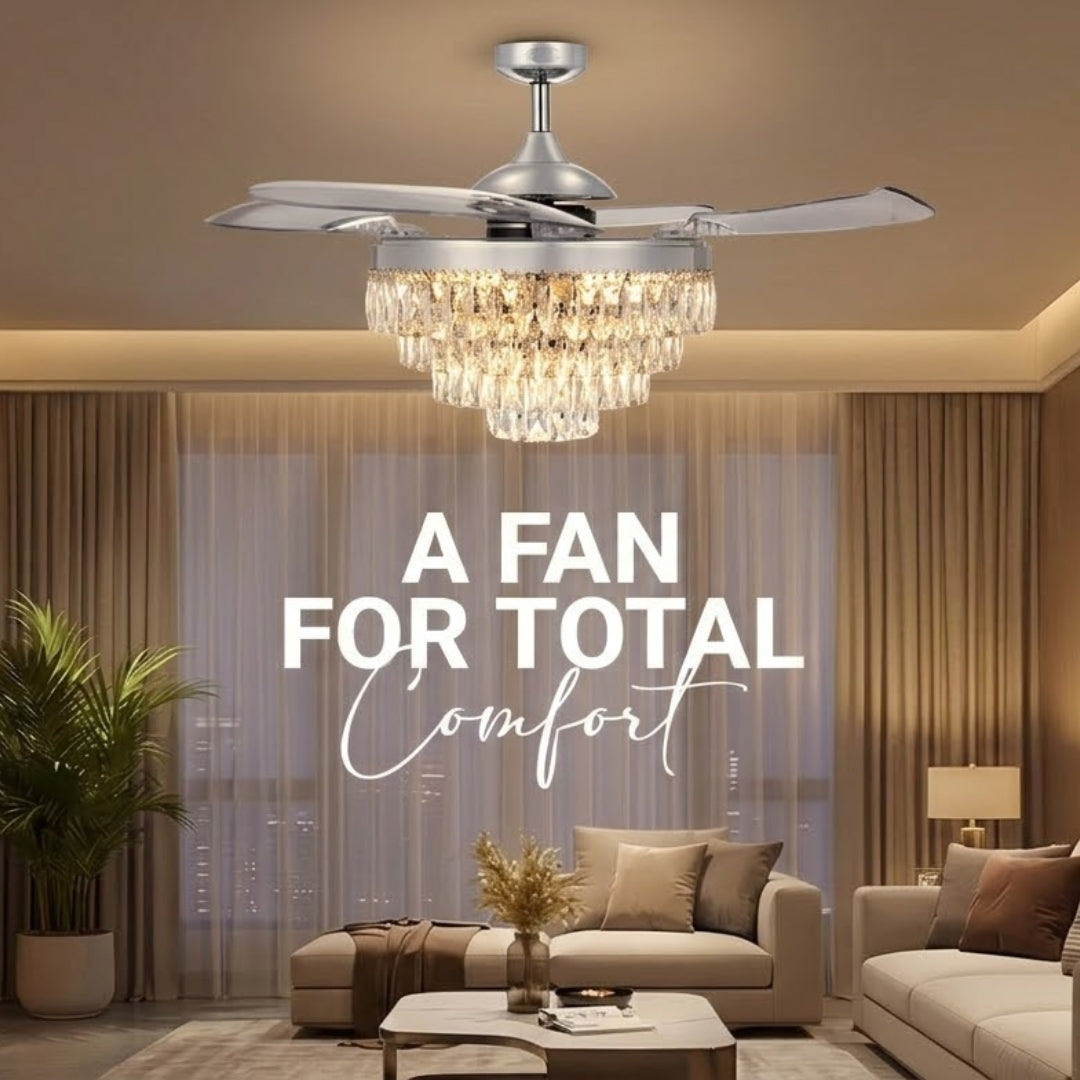 48 Inch Chrome Retractable Blade Ceiling Fan