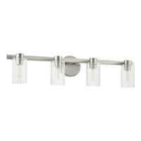 Bedminster 30-inch 4-light Brushed Nickel Vanity Light with Clear Ribbed Glass Shades