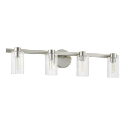 Bedminster 30-inch 4-light Brushed Nickel Vanity Light with Clear Ribbed Glass Shades