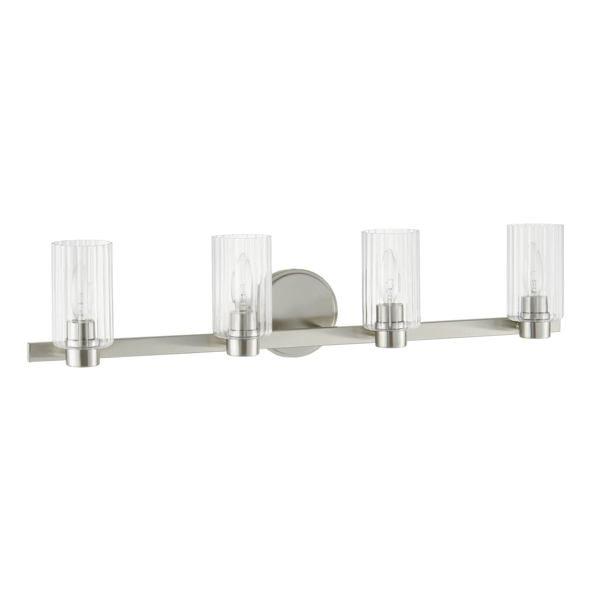 Bedminster 30-inch 4-light Brushed Nickel Vanity Light with Clear Ribbed Glass Shades