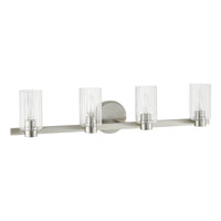 Bedminster 30-inch 4-light Brushed Nickel Vanity Light with Clear Ribbed Glass Shades