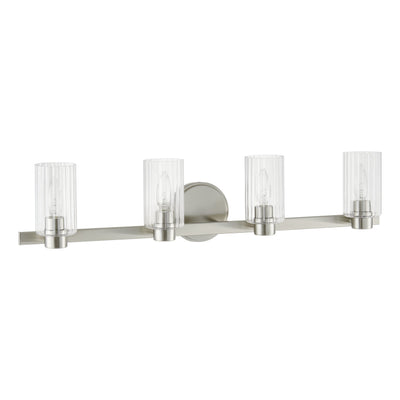 Bedminster 30-inch 4-light Brushed Nickel Vanity Light with Clear Ribbed Glass Shades