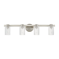 Bedminster 30-inch 4-light Brushed Nickel Vanity Light with Clear Ribbed Glass Shades