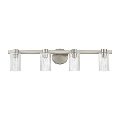 Bedminster 30-inch 4-light Brushed Nickel Vanity Light with Clear Ribbed Glass Shades