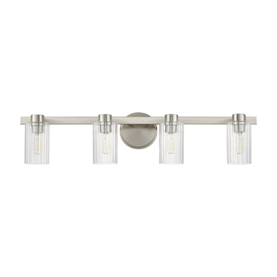 Bedminster 30-inch 4-light Brushed Nickel Vanity Light with Clear Ribbed Glass Shades