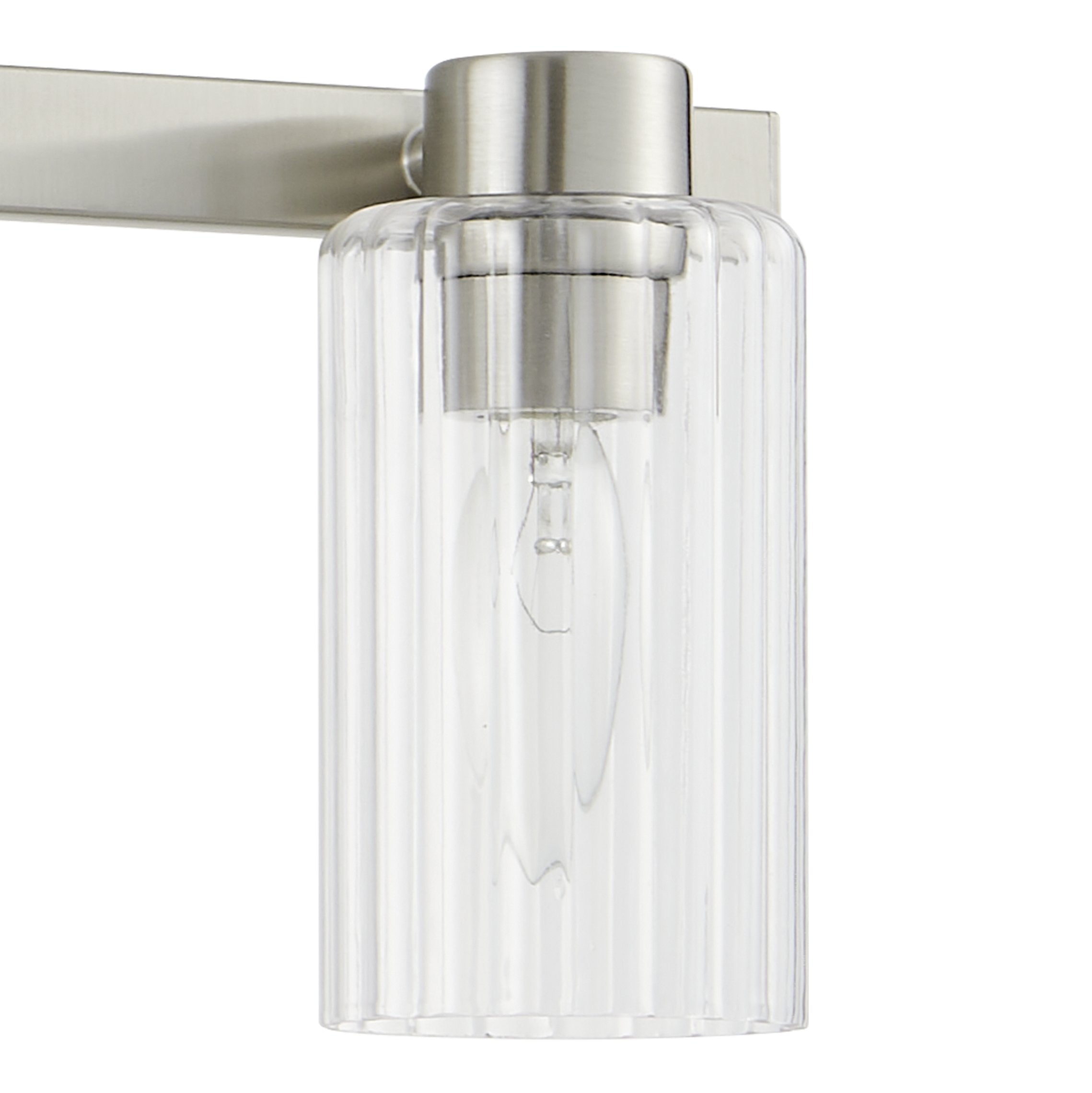 Bedminster 30-inch 4-light Brushed Nickel Vanity Light with Clear Ribbed Glass Shades