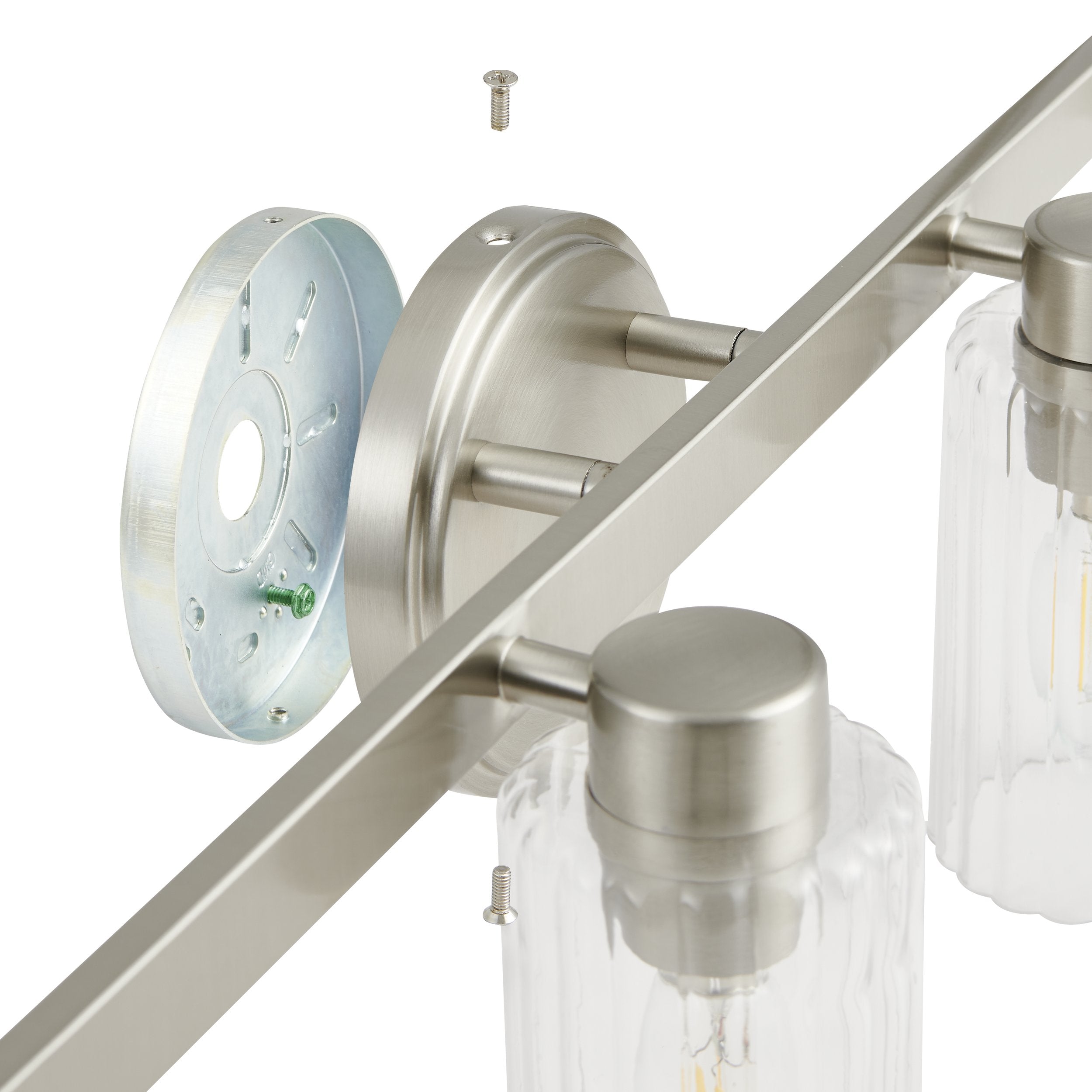 Bedminster 30-inch 4-light Brushed Nickel Vanity Light with Clear Ribbed Glass Shades