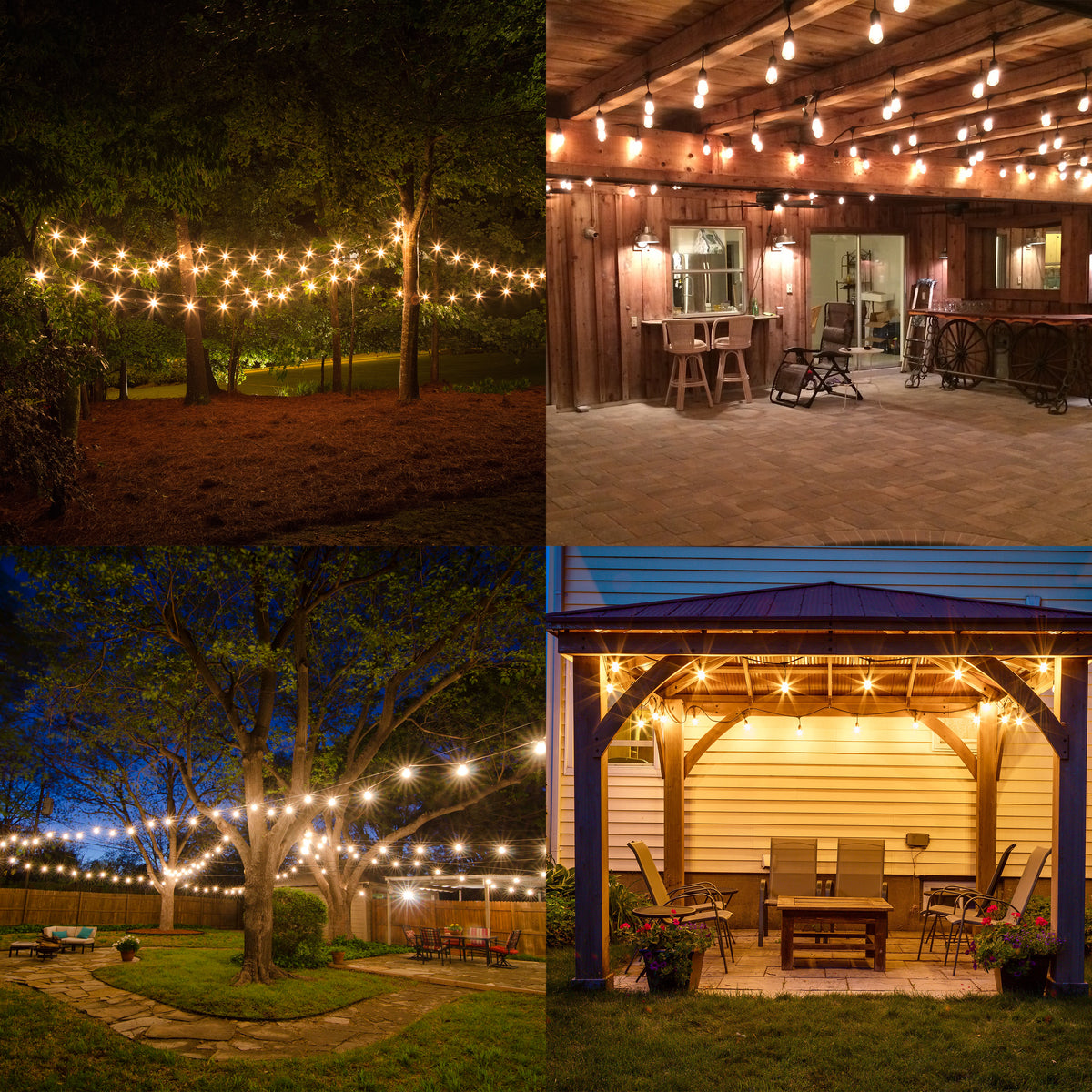 48-foot Black S14 LED String Light Kit with 15 Bulbs, 2700K
