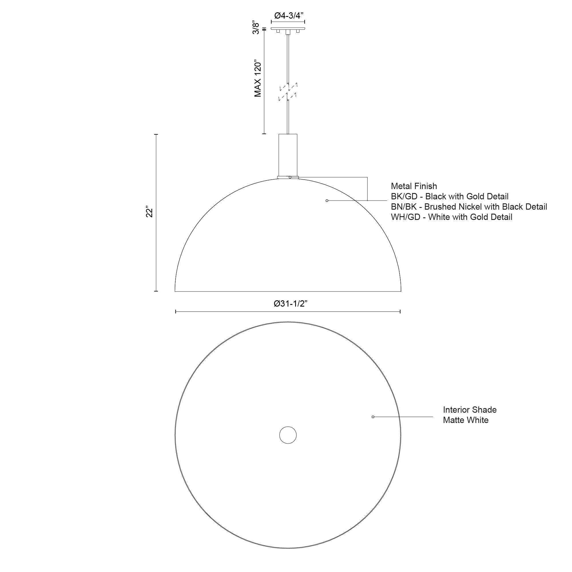 Archibald 32-in Aluminum Pendant