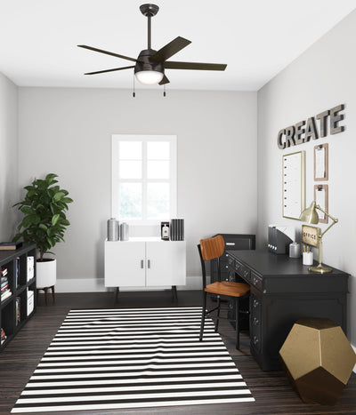 52 inch Anslee Premier Bronze Ceiling Fan with LED Light Kit and Pull Chain