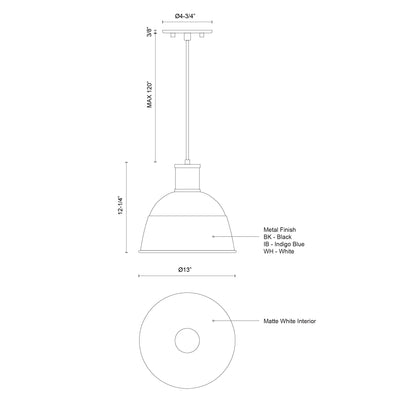 Irving 13-in Aluminum Pendant