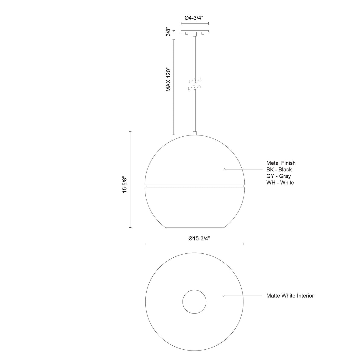 Lucas 16-in Aluminum Pendant