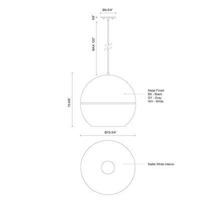 Lucas 16-in Aluminum Pendant