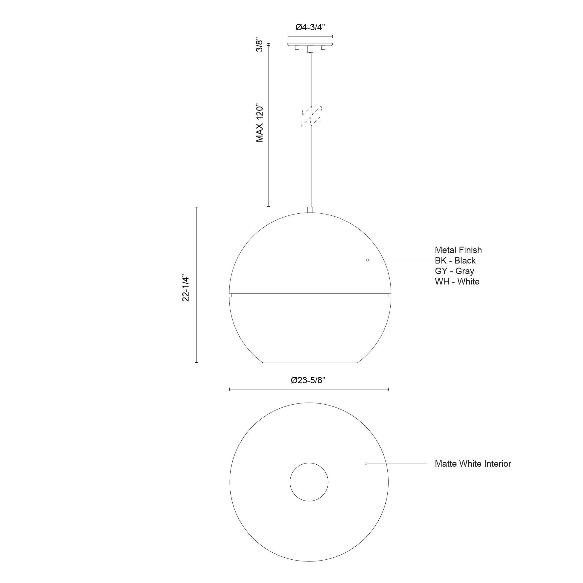 Lucas 24-in Spun Aluminum Dome Pendant