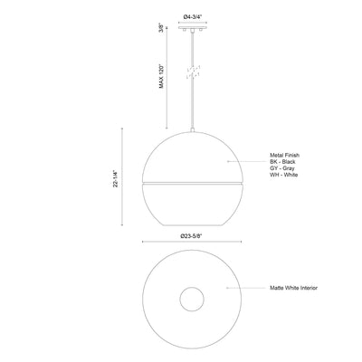 Lucas 24-in Spun Aluminum Dome Pendant