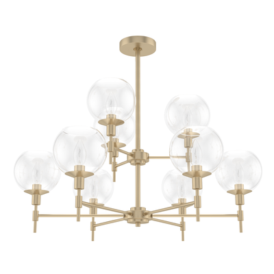 Xidane 32-inch 9-light Alturas Gold Chandelier with Clear Glass