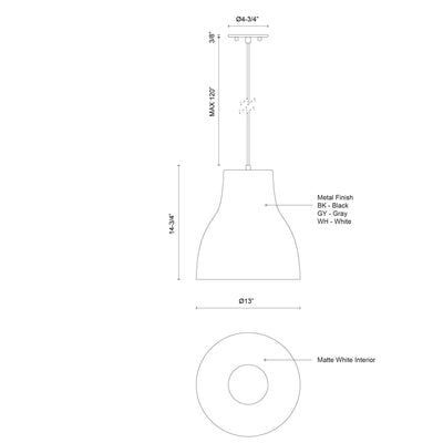 Cradle 13-in Aluminum Pendant