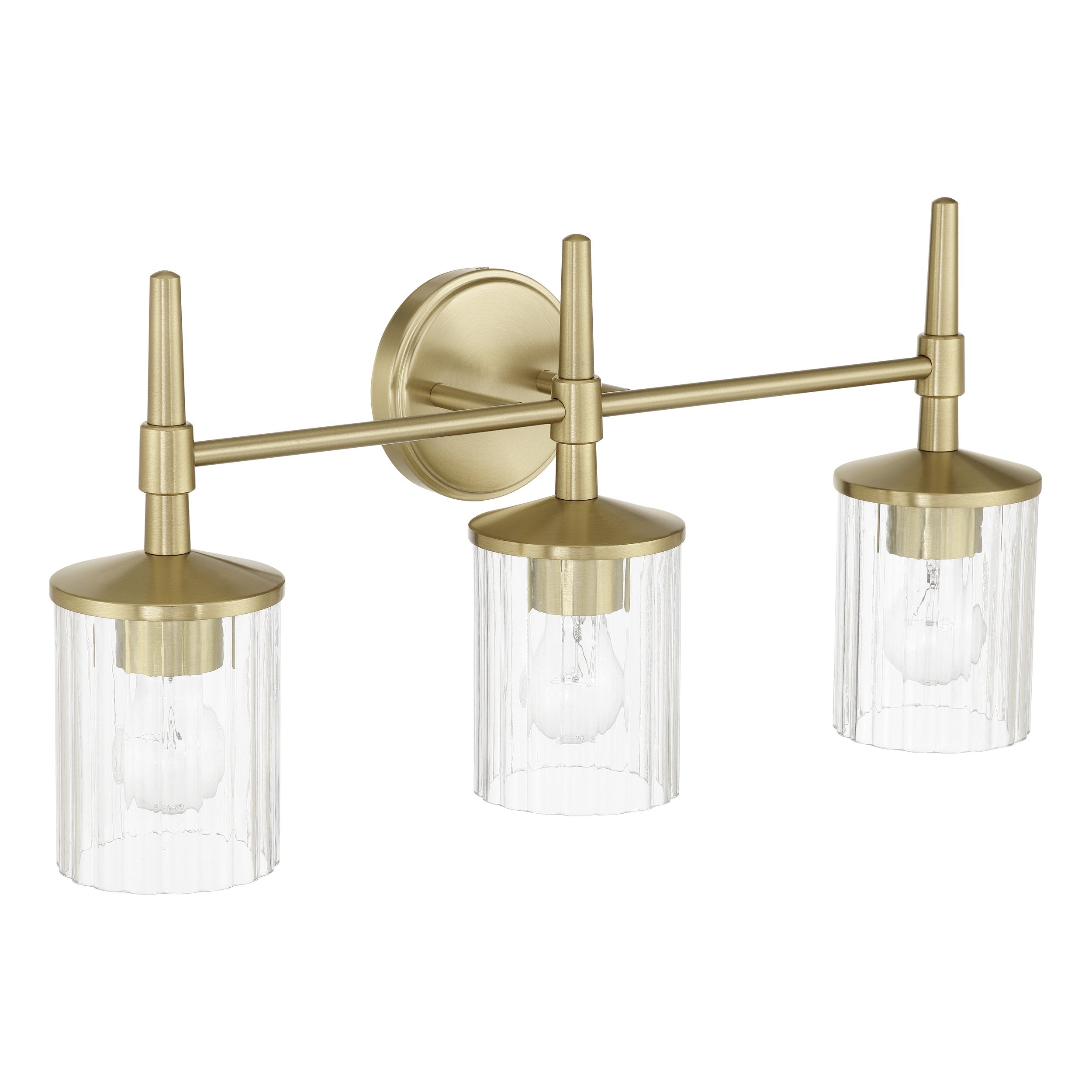 Andrea 24-inch 3-light Champagne Gold Vanity Light with Clear Ribbed Glass Shades