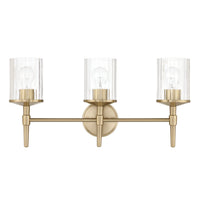 Andrea 24-inch 3-light Champagne Gold Vanity Light with Clear Ribbed Glass Shades
