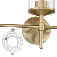 Andrea 24-inch 3-light Champagne Gold Vanity Light with Clear Ribbed Glass Shades