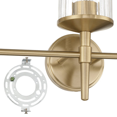 Andrea 24-inch 3-light Champagne Gold Vanity Light with Clear Ribbed Glass Shades