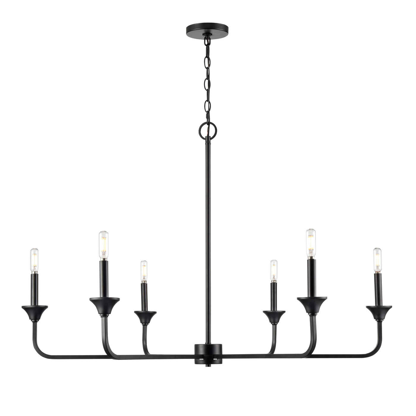 28'' Herring Matte Black 6 Light Chandelier