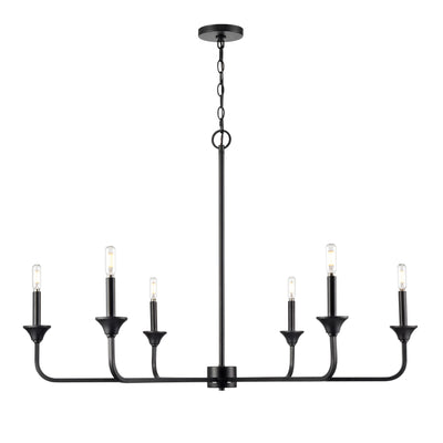 28'' Herring Matte Black 6 Light Chandelier