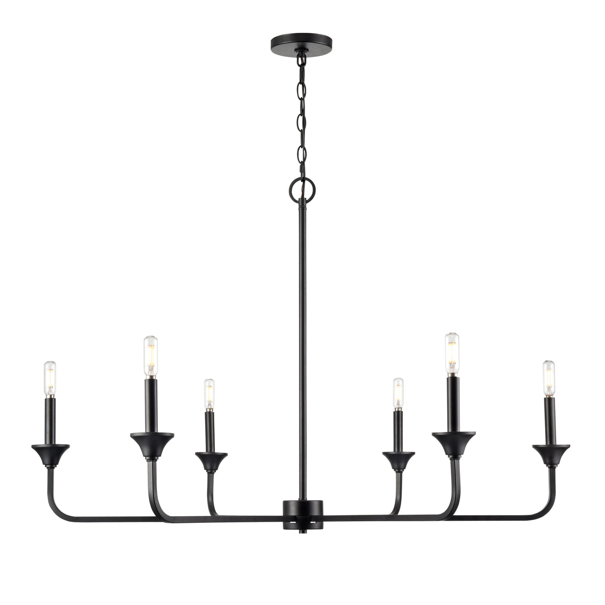 28'' Herring Matte Black 6 Light Chandelier