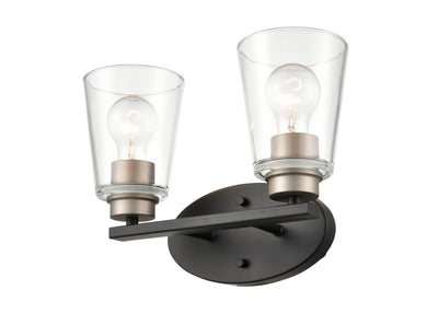 16''  Matte Black/Satin Nickel 2 Light Bath Vanity