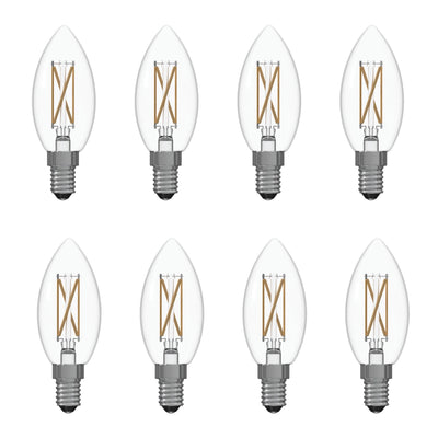 B11 4.1W Dimmable Clear Filament LED Light Bulb with E12 Base, 2700K, 400 Lumens, 8-Pack