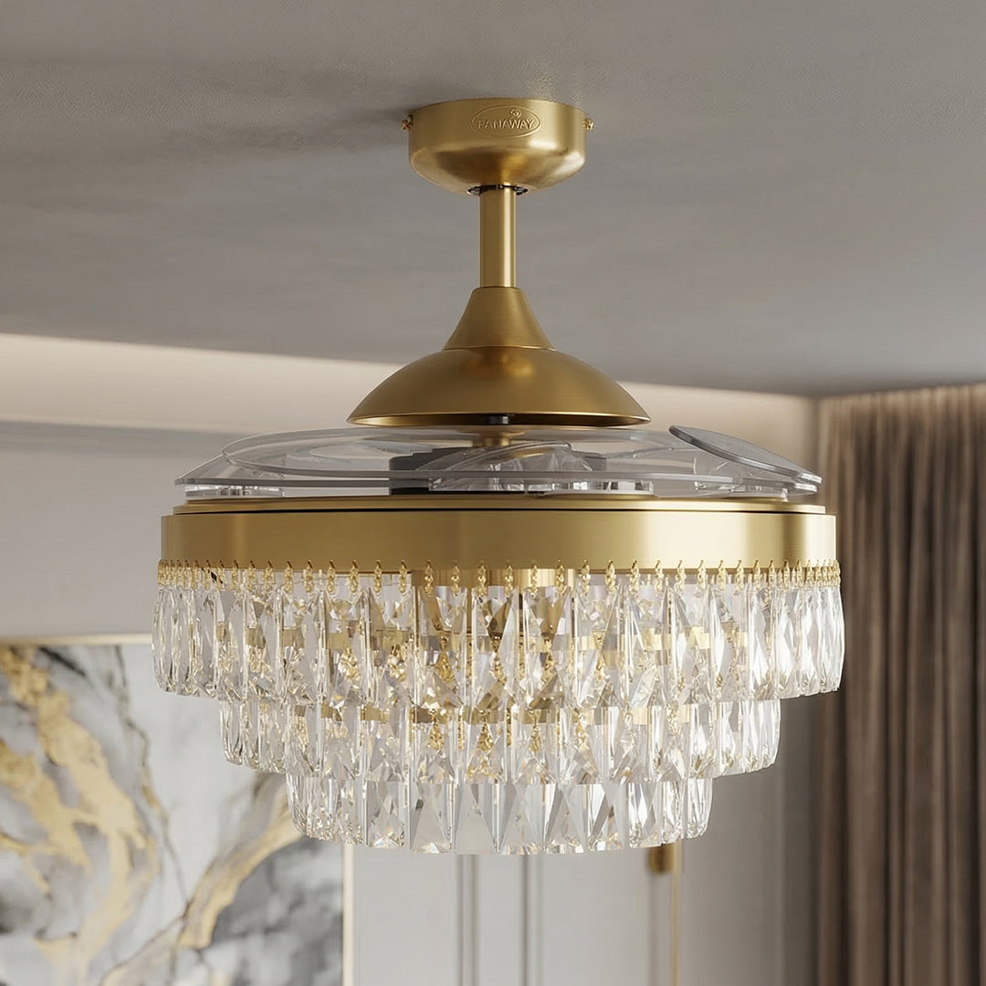 48 Inch Gold Retractable Blade Ceiling Fan