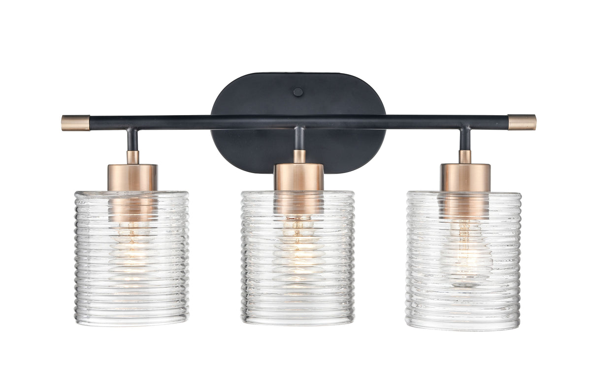 20.25'' Renitta Matte Black/Modern Gold 3 Light Bath Vanity