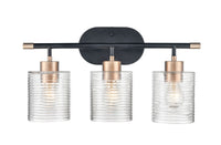 20.25'' Renitta Matte Black/Modern Gold 3 Light Bath Vanity