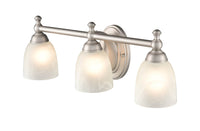 22-inch Satin Nickel 3-Light Faux Alabaster Glass Dome Bathroom Vanity Light