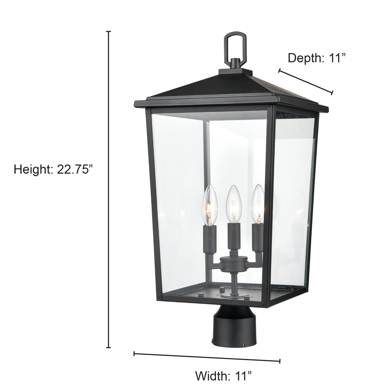 23'' Fetterton Powder Coated Black 3 Light Post Lantern