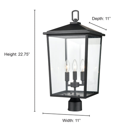 23'' Fetterton Powder Coated Black 3 Light Post Lantern