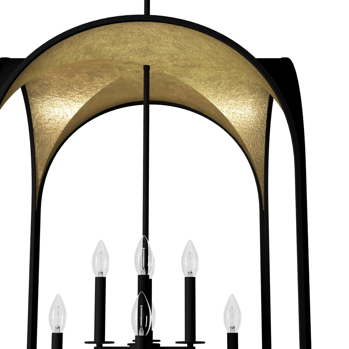 Dukestown 22-inch 8-light Natural Black Iron and Gold Leaf Lantern Pendant