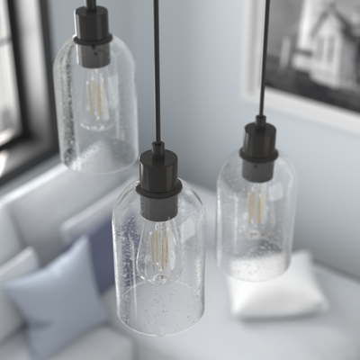 Lochemeade 4.5-inch 1-light Noble Bronze Pendant with Clear Seeded Glass