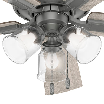 52 inch Crestfield Matte Silver Low Profile Ceiling Fan with LED Light Kit and Pull Chain