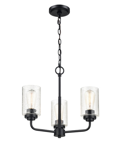 16'' Moven Matte Black 3 Light Chandelier