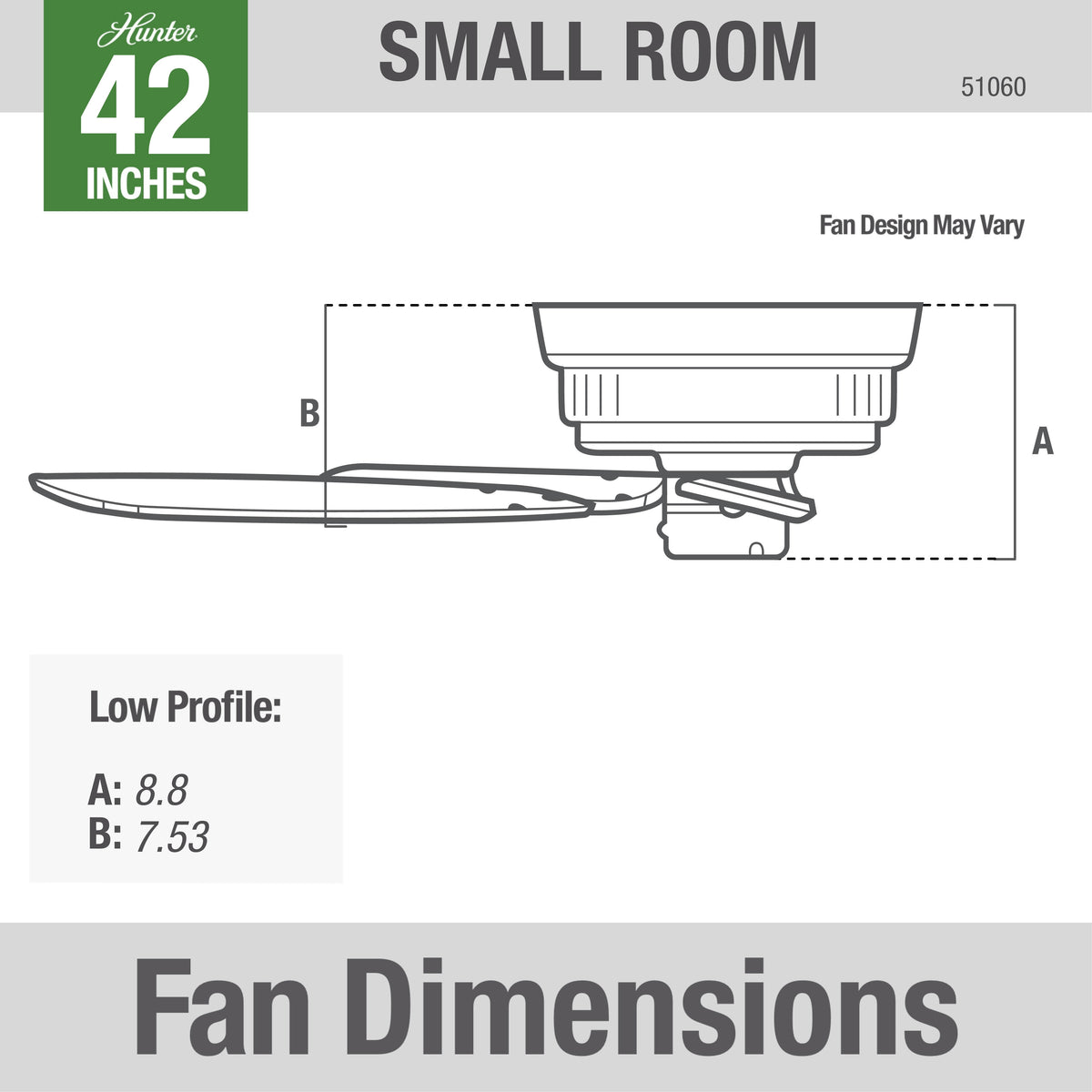 42 inch Low Profile Antique Pewter Low Profile Ceiling Fan and Pull Chain