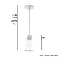 Hartland 4-inch 1-light Brushed Nickel Pendant with Seeded Glass