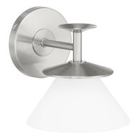 Tremolo 7-inch 1-light Brushed Nickel and Polished Nickel Vanity Light with Etched Opal Glass
